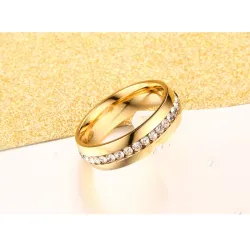 Gold - Silber klassische Ring mit Zirkonia