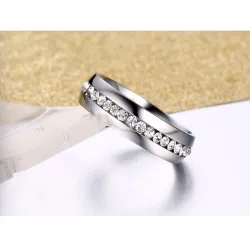 Gold - silver classic ring with zirconiaRings
