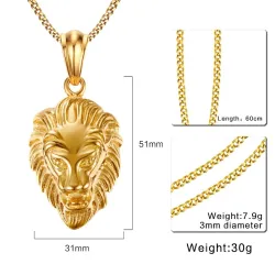 Lion head pendant golden necklaceNecklaces