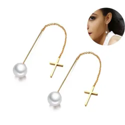 Pearl drop long line elegant earringsEarrings