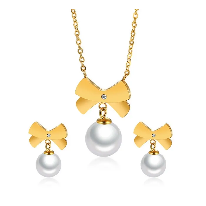 Bowknot & Pearl Fashion Jewellery SetJewellery Sets