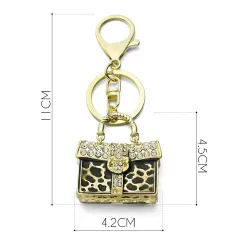 Crystal leopard handbag - keychainKeyrings