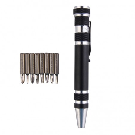 8 in 1 Aluminiumlegierung Stift Stil Multi-Tool Schraubendreher Set