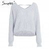 Backless Lace-Up pullover - sweater knittedHoodies & Jumpers