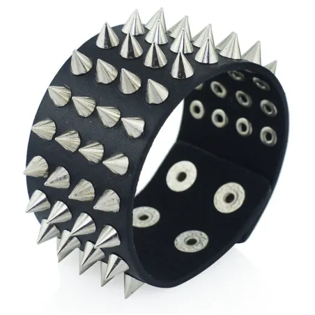 Vier Row Rivet Stud Lederarmband Unisex