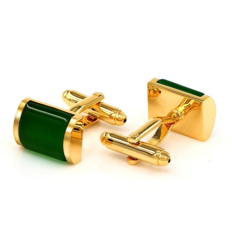 Green opal golden luxury cufflinks