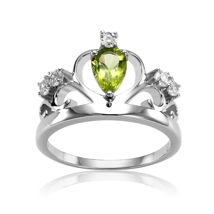 925 Sterling Silber Naturstein Krone Ring