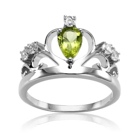 925 Sterling Silber Naturstein Krone Ring
