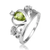925 Sterling Silber Naturstein Krone Ring