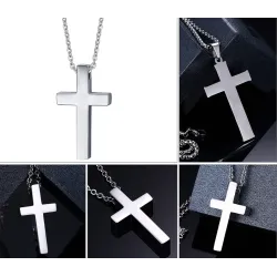 Classic blank cross pendant with stainless steel necklaceNecklaces