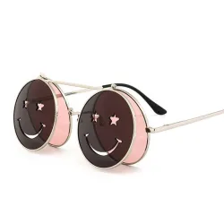 Steampunk Vintage Runde Doppellinsen Sonnenbrille Unisex