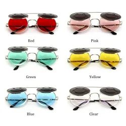 Steampunk Vintage Runde Doppellinsen Sonnenbrille Unisex