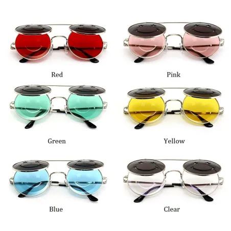 Steampunk Vintage Runde Doppellinsen Sonnenbrille Unisex