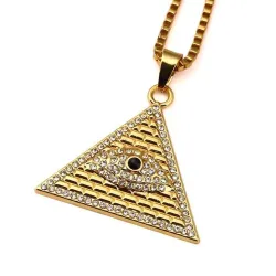 Crystal Egyptian Pyramid & Eye Pendant Necklace UnisexNecklaces