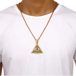 Crystal Egyptian Pyramid & Eye Pendant Necklace UnisexNecklaces