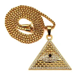 Crystal Egyptian Pyramid & Eye Pendant Necklace UnisexNecklaces