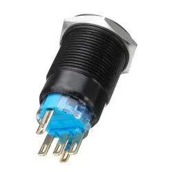 12V 5-polig 19mm Metall Druckknopf - momentaner Leistungsschalter mit LED - wasserdichter Schalter - Schwarz