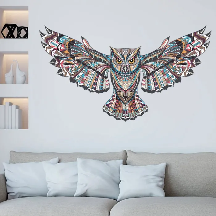 Bunte Eule - abnehmbar - Vinyl Wandaufkleber