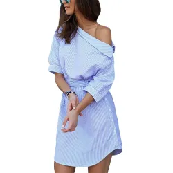 Plus Größe - ab Schulter gestreift Kleid