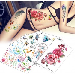 Flower & bird temporary fake tattoo stickerStickers