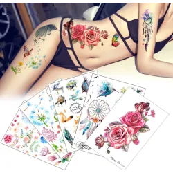 Blume & Vogel temporäre Tattoo Aufkleber