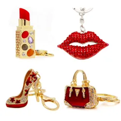Kristall Lippenstift & Tasche Schlüsselanhänger Schlüsselanhänger