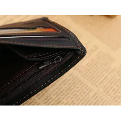 Leather men's wallet purse - zipper and credit card slotsWallets