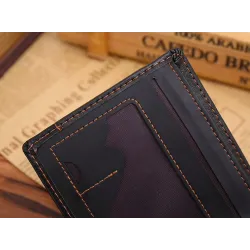 Leather men's wallet purse - zipper and credit card slotsWallets