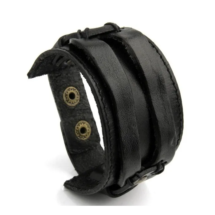Leder Manschette Doppel breites Seilarmband unisex
