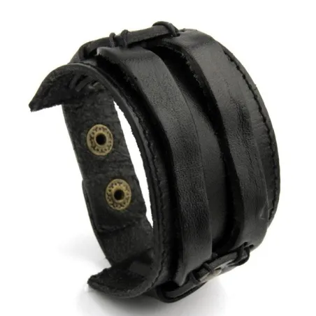Leder Manschette Doppel breites Seilarmband unisex