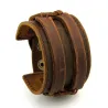 Leder Manschette Doppel breites Seilarmband unisex