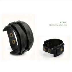 Leder Manschette Doppel breites Seilarmband unisex