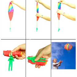 Parachute with soldier figure - hand throwing toy 5 piecesKites