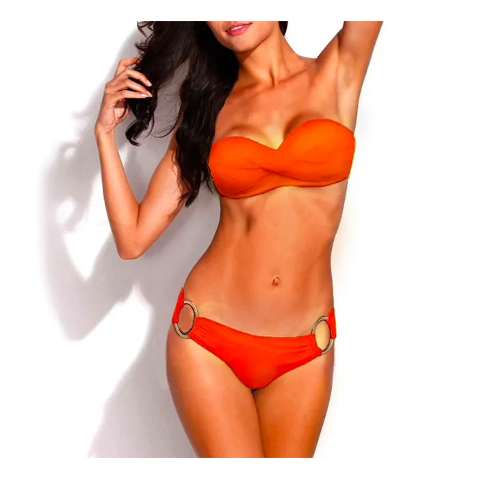 Metal ring push up bikini setBeachwear