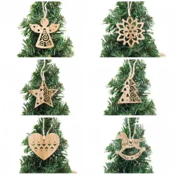 Weihnachtsbaum Weihnachtsdekoration Holz hohl Anhänger 6 Stück