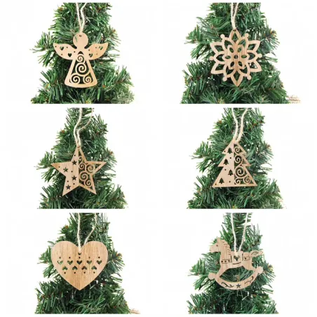 Weihnachtsbaum Weihnachtsdekoration Holz hohl Anhänger 6 Stück