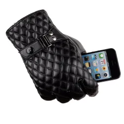 Warme Leder Winterhandschuhe mit Touchscreen-Funktion
