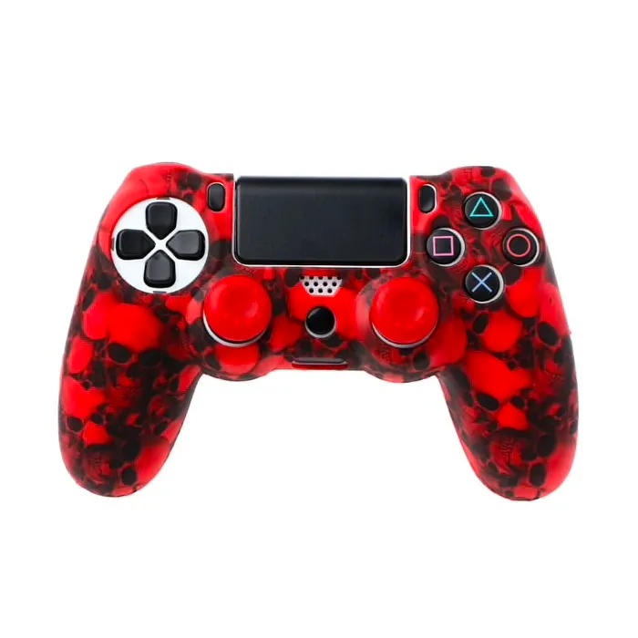 PS4 Pro Slim Controller skull silicone gamepad cover case & 2 joystick capsControllers