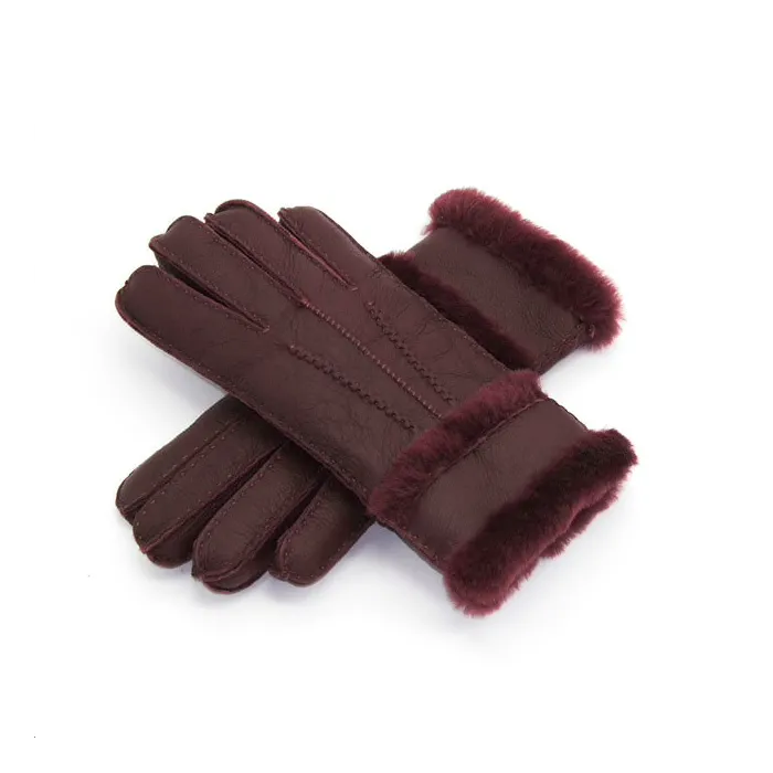 Echtes Leder & Kaschmir & Pelz warme Handschuhe
