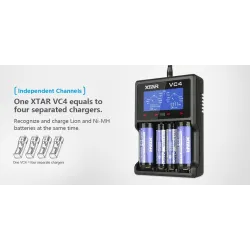 XTAR VC4 battery charger 20700 18650 21700 14650 17335 17670 18490 10440 14500 16340 17500 18350 18500 18700 22650 25500 3265...