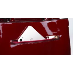 Elegante glänzende Ledertasche Set aus 3 Stück