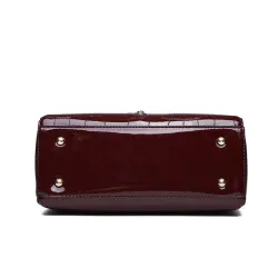 Elegante glänzende Ledertasche Set aus 3 Stück