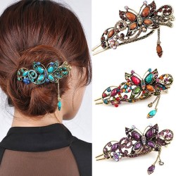 Vintage - rhinestones flowers & butterfly hair clipHair clips