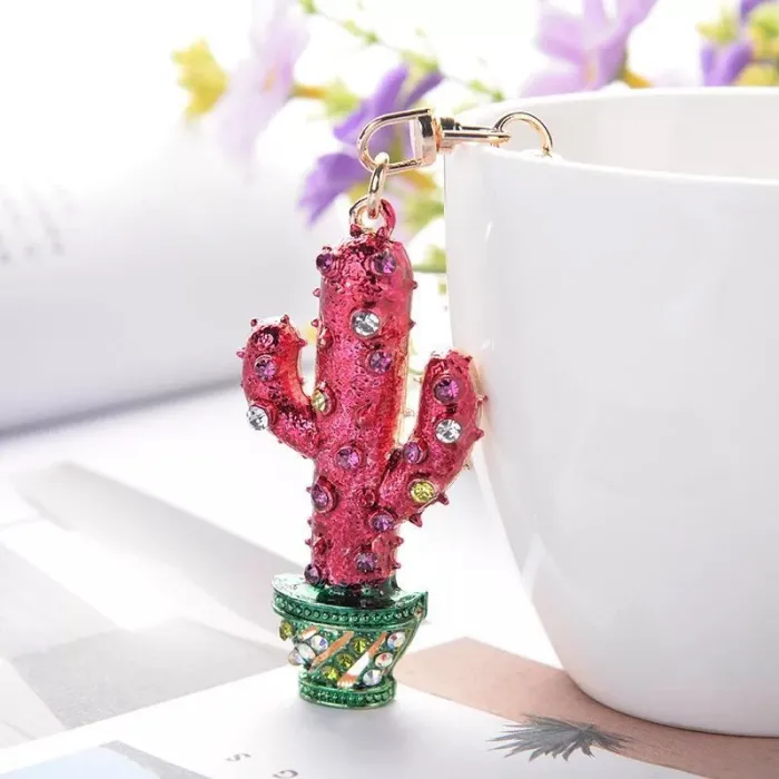 Crystal cactus keychain keyringKeyrings