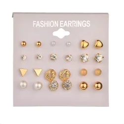 Kristall & Perle Gold & Silber Ohrringe Set