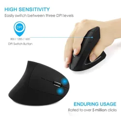 2.4G 800/1200/1600DPI wireless ergonomic optical vertical mouse & pad kitMouses