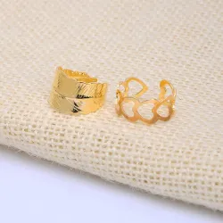Trendy punk adjustable gold hollow rings 5 pcs setRings
