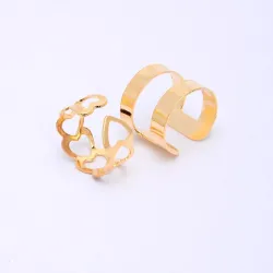 Trendy punk adjustable gold hollow rings 5 pcs setRings
