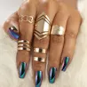 Trendy punk adjustable gold hollow rings 5 pcs setRings