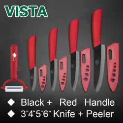 Ceramic knives set - peeler - holderCeramic